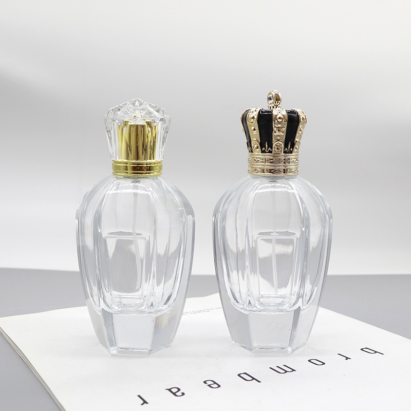 Royal Crown Crystal Glass Perfume Bottle